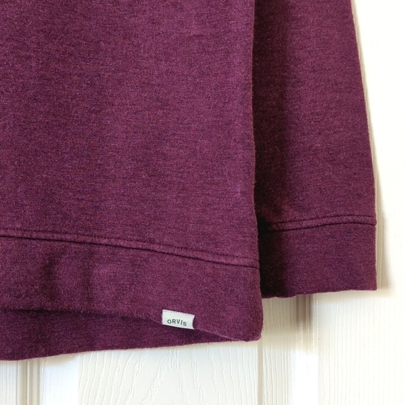 Orvis Classic Fleece Lined Oversized Pullover Crewneck Sweatshirt Plum Purple XS - Picture 9 of 13